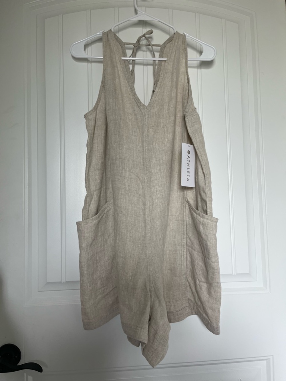 Athleta Beige 100% Linen Romper M